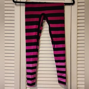 K Deer Kids Pink and Black Striped Leggings